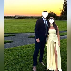 Elegant Yellow Strapless Dress